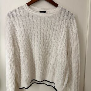 Elegant White Cable Knit Sweater